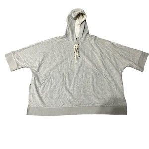 Sam Edelman Heather Grey Cozy Boxy Hoodie Poncho Oversized